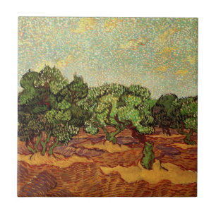 Olive Grove, Bleke blauwe hemel van Vincent van Go Tegeltje