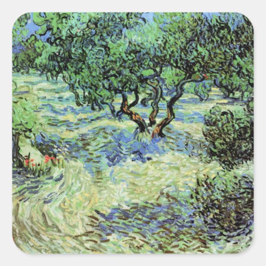 Olive Grove by Vincent van Gogh Vierkante Sticker (Voorkant)