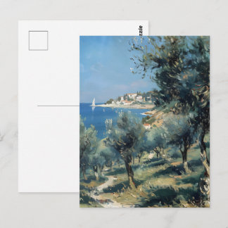 Olive Grove with Coastal Village and Sea Briefkaart