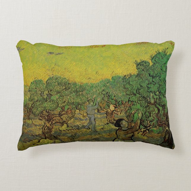 Olive Grove with Picking Figures, Vincent van Gogh Accent Kussen (Voorkant)