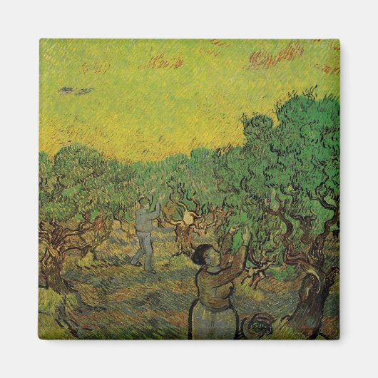 Olive Grove with Picking Figures, Vincent van Gogh Magneet (Voorkant)