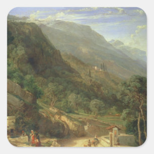 Olive Groves at Varenna, Lake Como, Italië, 1861 ( Vierkante Sticker