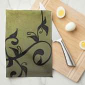 Olive Grunge Vines Kitchen Towel Theedoek (Quarter Fold)