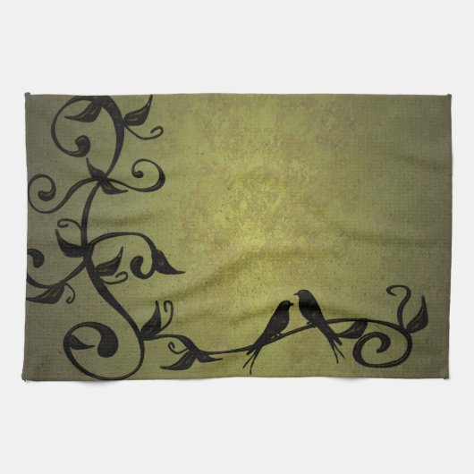Olive Grunge Vines Kitchen Towel Theedoek (Horizontaal)