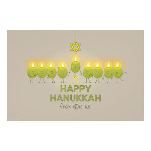 Olive Hanukkah Menorah Foto Afdruk