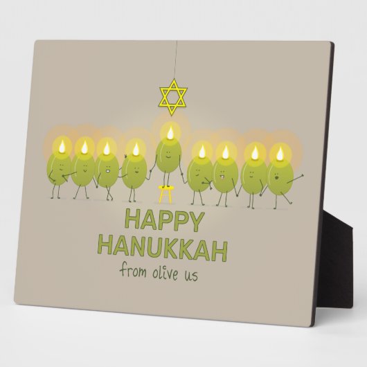 Olive Hanukkah Menorah Fotoplaat (Zijkant)