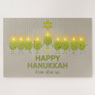 Olive Hanukkah Menorah Legpuzzel