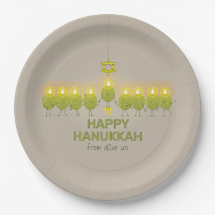 Olive Hanukkah Menorah Papieren Bordje