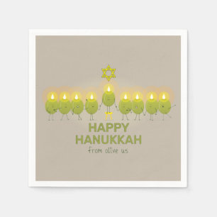 Olive Hanukkah Menorah Servet