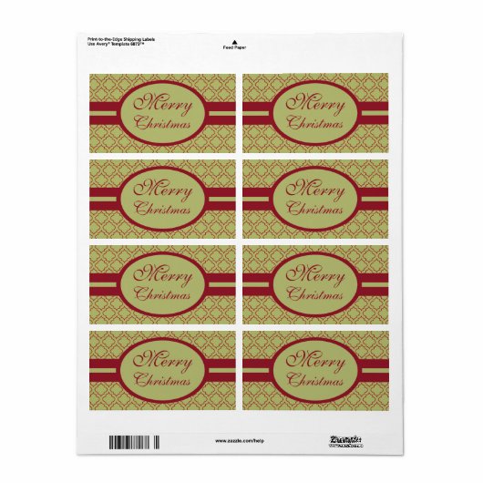 Olive Joyeux Étiquettes de Noël (Feuille entière)