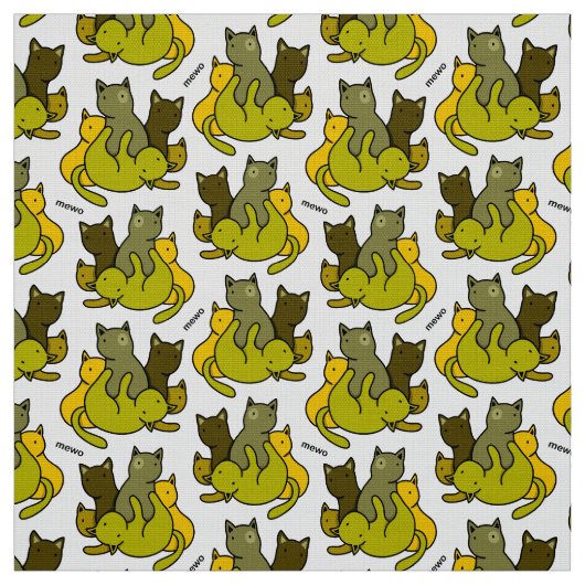 Olive kittens stof (Swatch)