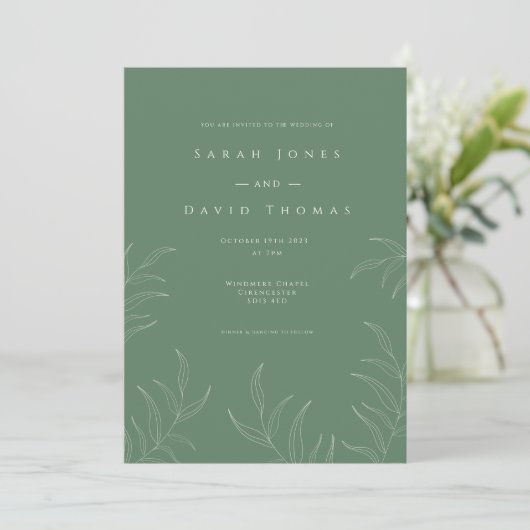 Olive leaf elegant Wedding Kaart (Staand voorkant)