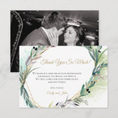 Olive Leaf Gold geometrisch Lijst/Uw foto Bedankkaart (Voorkant / Achterkant)