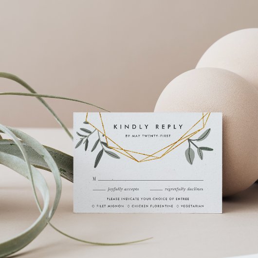 Olive Leaf RSVP-kaart met entree Chos RSVP Kaartje
