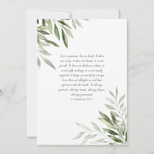 Olive Leaf Wedding Invitation Kaart (Achterkant)