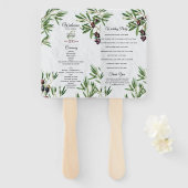 Olive Leaves Greek Island Wedding Programme Handwaaier (Voorkant en achterkant)