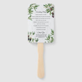 Olive Leaves Greek Island Wedding Programme Handwaaier (Achterkant)