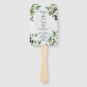 Olive Leaves Greek Island Wedding Programme Handwaaier
