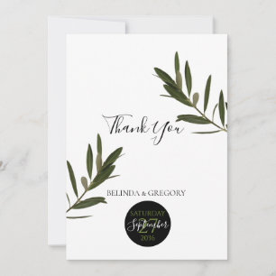 Olive Leaves Greenery Wedding Bedankkaart