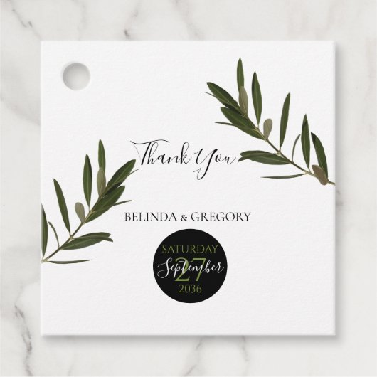 Olive Leaves Greenery Wedding Gift Bedankjes Labels (Voorkant)