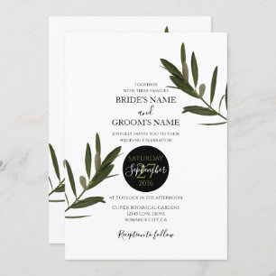 Olive Leaves Greenery Wedding Invitations Kaart