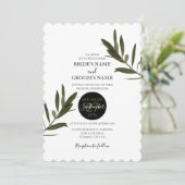 Olive Leaves Greenery Wedding Invitations Kaart (Staand voorkant)