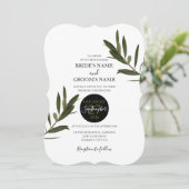 Olive Leaves Greenery Wedding Invitations Kaart (Staand voorkant)