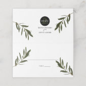 Olive Leaves Greenery Wedding Place Card (Buitenkant ongevouwen)
