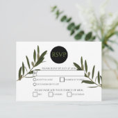 Olive Leaves Greenery Wedding RSVP Kaarten (Staand voorkant)