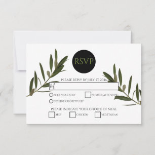 Olive Leaves Greenery Wedding RSVP Kaarten