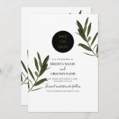 Olive Leaves Greenery Wedding Save The Date (Voorkant / Achterkant)
