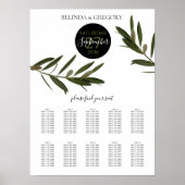 Olive Leaves Greenery Wedding Seating Chart Poster (Voorkant)