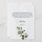 Olive Leaves Mediterranean Greek Island Wedding Bedankkaart (Achterkant)