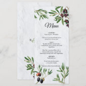 Olive Leaves Mediterranean Greek Island Wedding Menu (Voorkant / Achterkant)