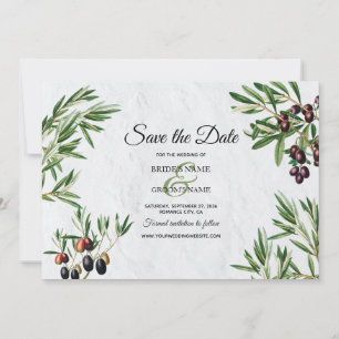 Olive Leaves Mediterranean Greek Island Wedding Save The Date