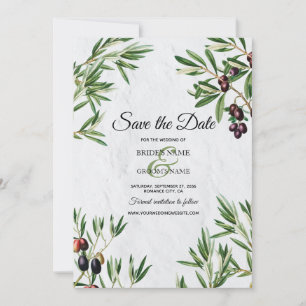 Olive Leaves Mediterranean Greek Island Wedding Save The Date