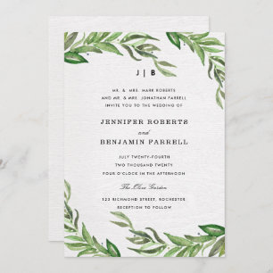 Olive Leaves Wedding Invitation Kaart