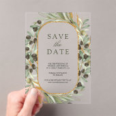 Olive Leaves Wedding Save the Date Acryl Uitnodigingen (Insitu (Draagbaar))