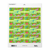 Olive Lime Green Modern Paisley Pattern Monogram Etiket (Full Sheet)