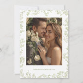 Olive Line Art Floral Monogram Crest Wedding Save The Date (Achterkant)