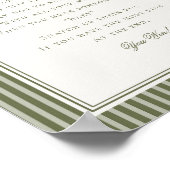 Olive Martini Green Striped Baby Shower Game Poster (Hoek)