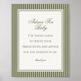 Olive Martini Groene Gestreepte Advies voor Baby G Poster