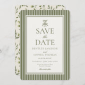 Olive Martini Tini Bit Closer Stripe Save the Date Kaart (Voorkant / Achterkant)