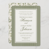 Olive Martini Tini Bit Closer Striped Wedding Kaart (Voorkant / Achterkant)