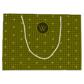 Olive met Gold Accent Houndstooth Gift Bag Groot Cadeauzakje (Achterkant)