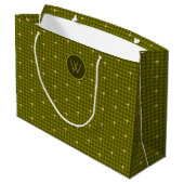 Olive met Gold Accent Houndstooth Gift Bag Groot Cadeauzakje (Achterkant Gekanteld)