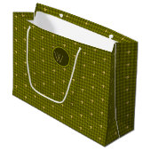 Olive met Gold Accent Houndstooth Gift Bag Groot Cadeauzakje (Voorkant Gekanteld)