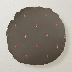 Olive Minimal Champignon Coussin Woodland - Rond