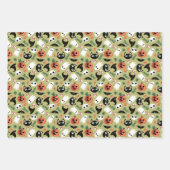 Olive Mixed Halloween Pattern Ghost Pumpkins Bats Inpakpapier Vel (Voorkant 2)