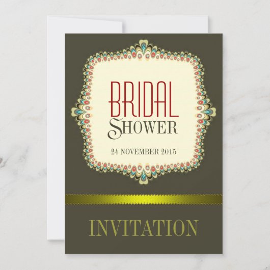 Olive Moderne Vintage douche nuptiale Invitation (Devant)